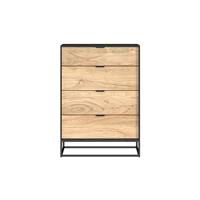 Timber commode 4 tiroirs en bois d'acacia et pieds en métal noir