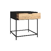 Timber table de chevet en bois d'acacia et métal noir 1 tiroir