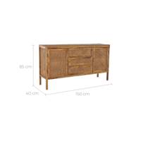 Bombo buffet 2 portes et 3 tiroirs en cannage et bois