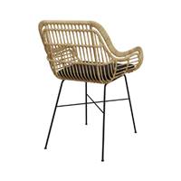 Azeli chaise en rotin naturel et tissu noir