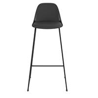 Yce chaise table haute noire en PU et pieds traîneaux en métal noir H75