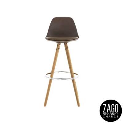 Popsy chaise de bar en PU taupe et chêne H66