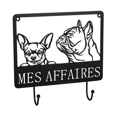 Plaque Chien avec crochets "Mes affaires"