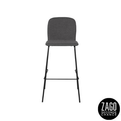 Sense chaise de bar tissu gris anthracite et métal noir H75