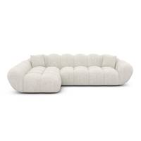 Sigono canapé d'angle gauche en tissu bouclé blanc