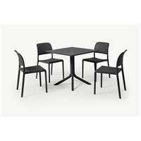 Nardi ensemble table et 4 chaises gris foncé