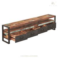Nautical meuble TV en bois de bateau recyclé 4 tiroirs