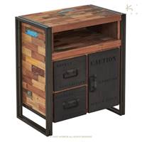 Nautical meuble bois de bateau recyclé 2 tiroirs et 1 porte