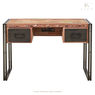 Nautical bureau bois de bateau recyclé 2 tiroirs