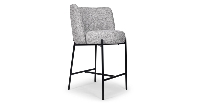 Gilo tabouret de bar tissu gris tweed et métal noir