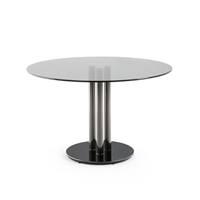 Avril table à manger verre trempé noir 6 personnes
