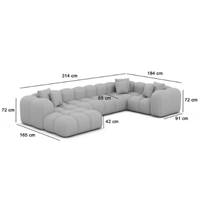 Cotton canapé panoramique angle gauche en tissu texturé gris clair