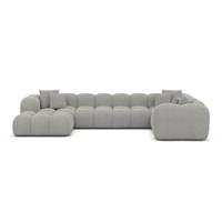 Cotton canapé panoramique angle gauche en tissu texturé gris clair