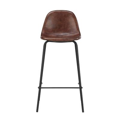 Vladi chaise de bar vintage en cuir synthétique marron H65