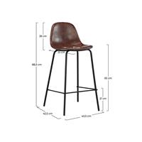 Vladi chaise de bar vintage en cuir synthétique marron H65