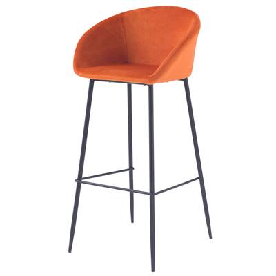 Usuals chaise de bar en velours orange corail H75