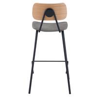 Neo chaise de bar en cuir synthétique gris et dossier plaqué bois H65