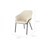 Laurette chaise tissu bouclé blanc et métal noir