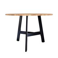 Vida table à manger ronde en bois d'acacia et métal noir 4 personnes ø115