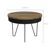 Manha table basse ronde en bois d'acacia et métal noir ø60