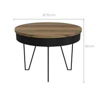 Manha table basse ronde en bois d'acacia et métal noir ø60