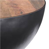 Maca table basse ronde en bois de manguier massif et métal ø70