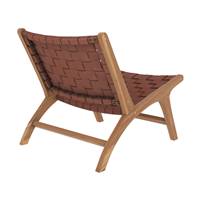 Essa fauteuil en teck et cuir tressé marron