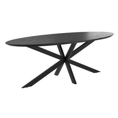 Eliza table ovale en bois de teck recyclé noir 8pers