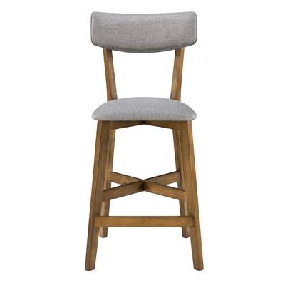 Nolite chaise de bar mi-hauteur en tissu gris et pieds en bois foncé