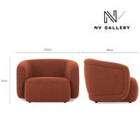 Vico fauteuil en tissu bouclé rouille