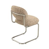 Matilda chaise en tissu bouclé beige moucheté et métal chromé