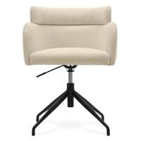 Baita chaise de bureau rotative en tissu bouclé blanc et métal noir