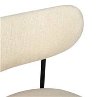 Lama chaise en tissu bouclé blanc et métal noir