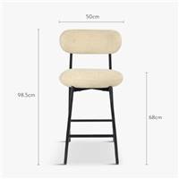 Vanilla tabouret de bar en tissu tweed sable et métal noir H68