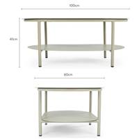 Saona table basse d'extérieur ovale en métal gris clair taupe
