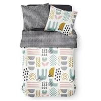 Sunshine parure de lit 220x240 coton blanc/noir imprimé forme multicolore 10.12