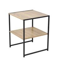 Colorado table de chevet 2 étagères bois et métal noir