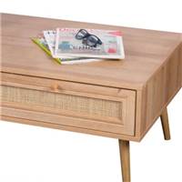 Bali table basse 1 tiroir bois et rotin L110cm