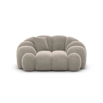 Dolban fauteuil en velours beige foncé effet nuage
