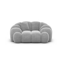 Dolban fauteuil en velours gris clair effet nuage