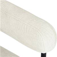 Borry chaise avec accoudoirs en tissu blanc crêpé et métal noir