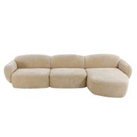 Jules canapé d'angle droit en tissu peluche beige
