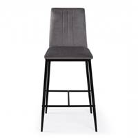 Beata tabouret de bar en velours gris foncé dossier haut H65