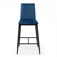 Beata tabouret de bar en velours bleu dossier haut H65