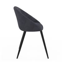 Agnes chaise arrondie en velours gris foncé et métal noir
