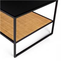 Coralie table basse double plateau noir et cannage