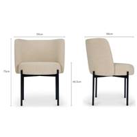 Gilo chaise en tissu beige sésame et métal noir