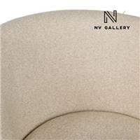 Gilo tabouret de bar en tissu beige sésame et métal noir H65