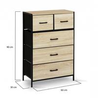 Opus commode chiffonnier 5 tiroirs bois et noir