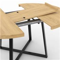 Fireli table à manger ronde extensible 120-160 bois et noir